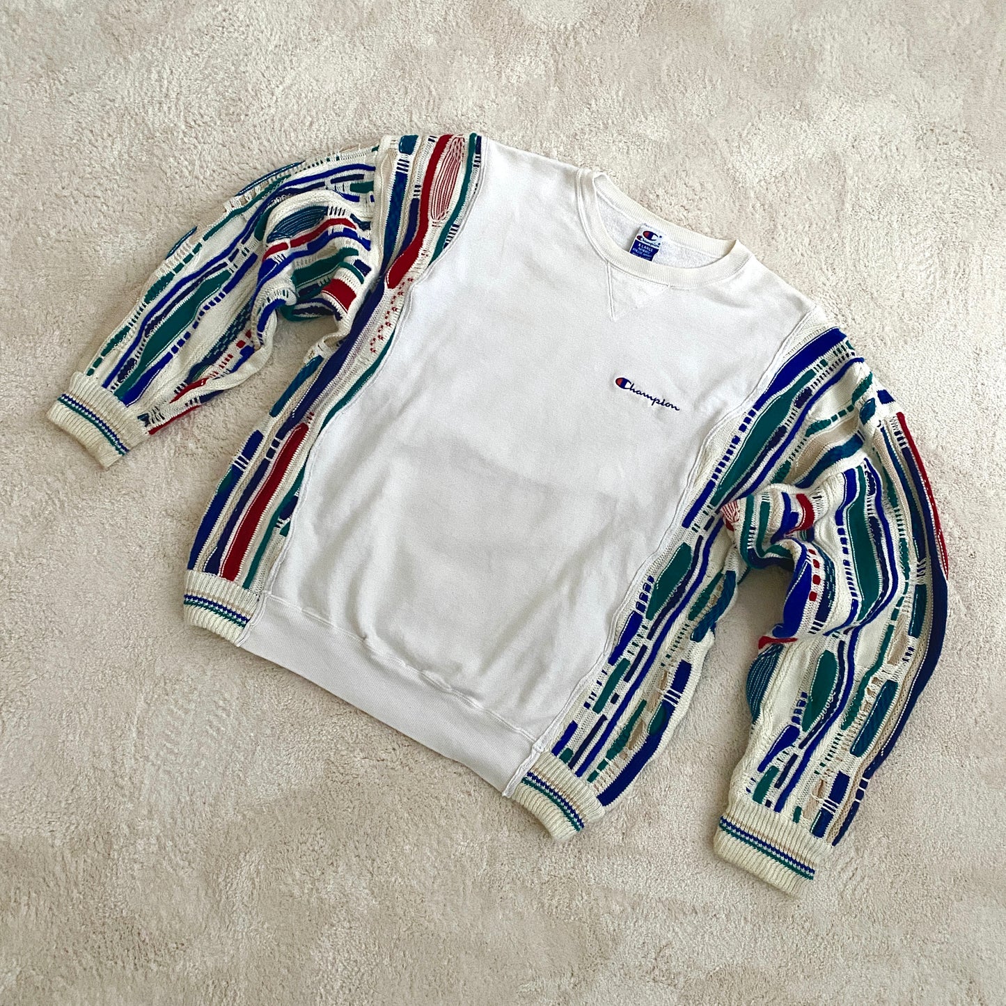 SPVNS STUDIOS: reworked vintage Champion x Carlo Colucci Style knit sweater (L)