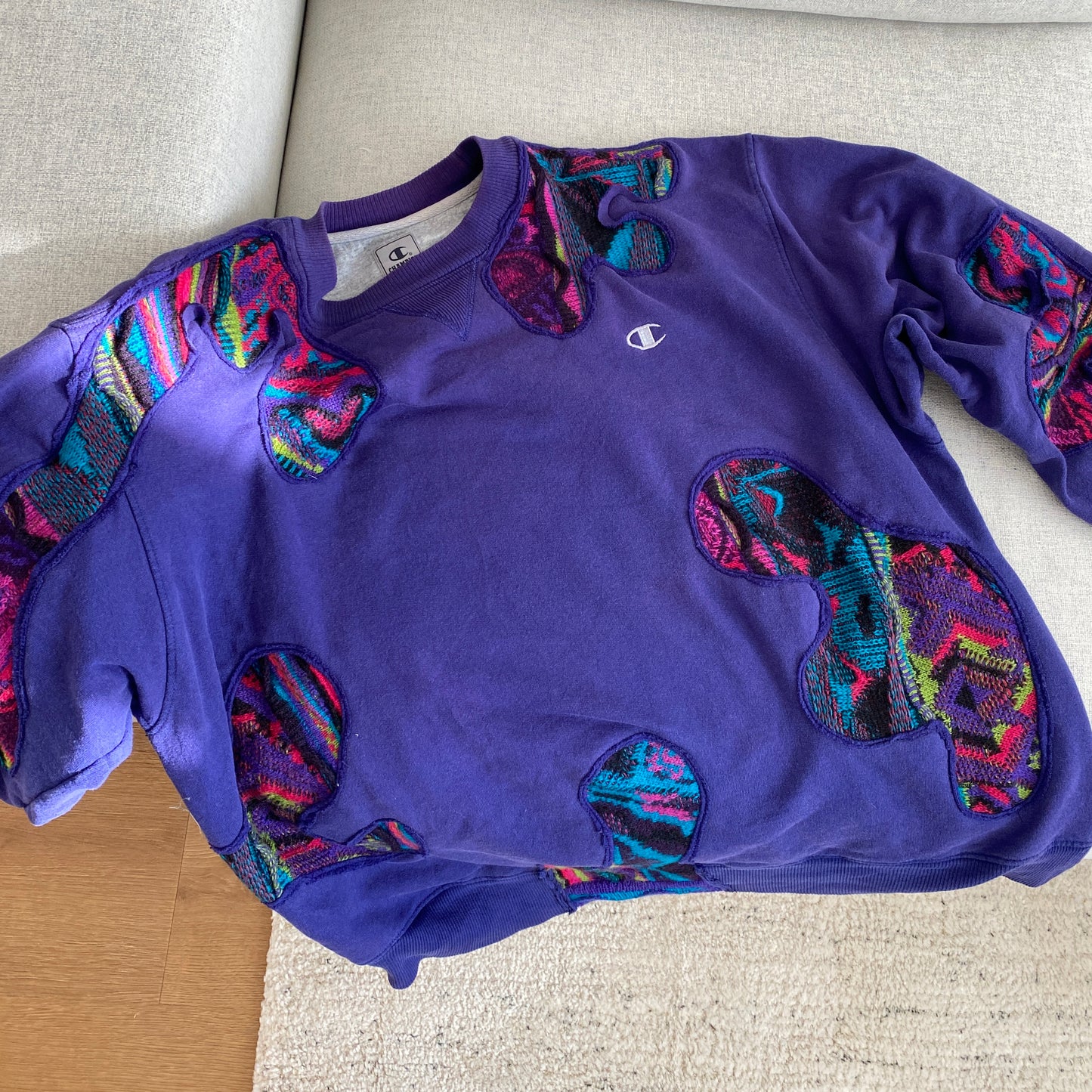 SPVNS STUDIOS: reworked vintage Champion x Carlo Colucci Style knit purple sweater