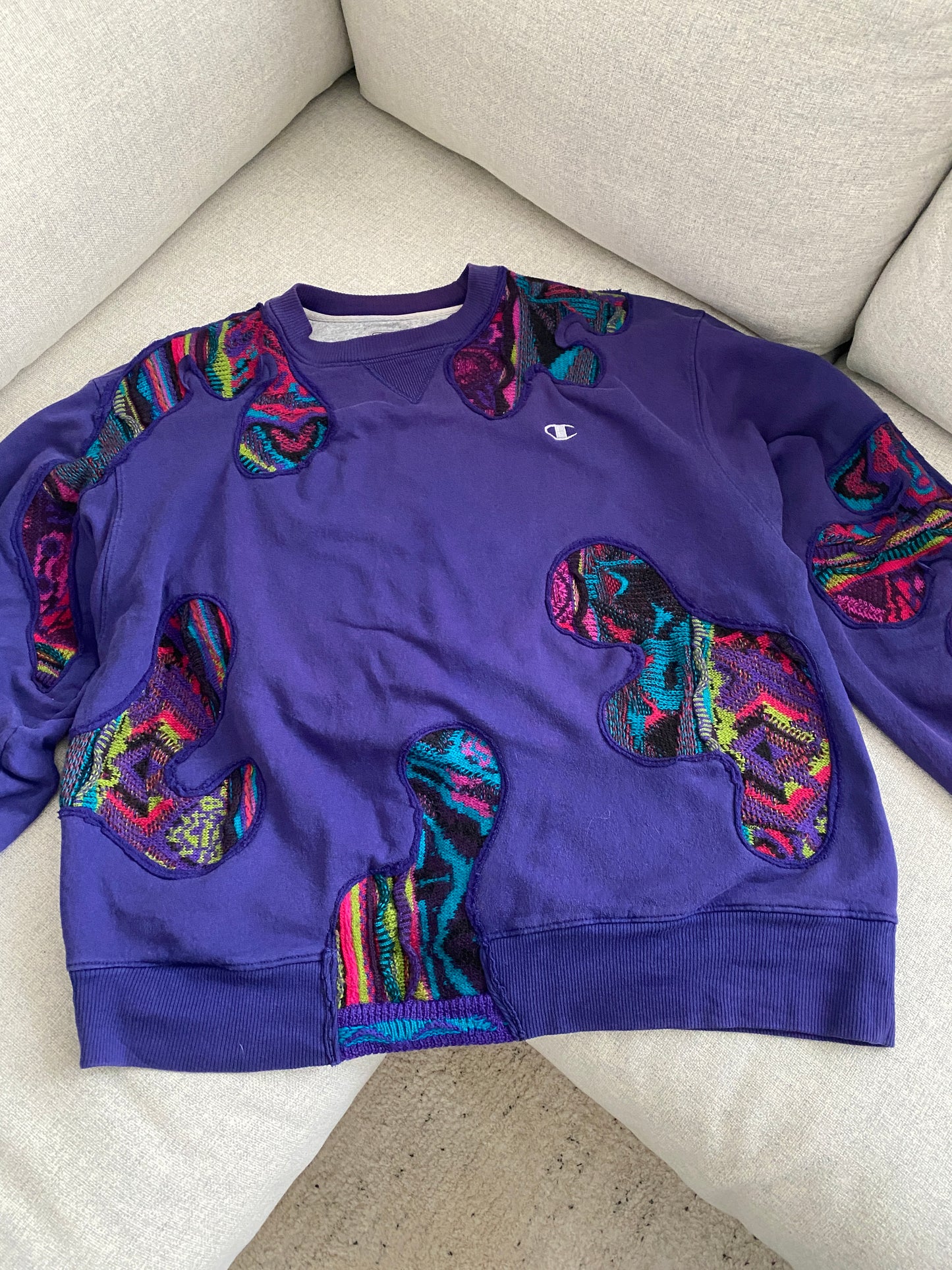 SPVNS STUDIOS: reworked vintage Champion x Carlo Colucci Style knit purple sweater