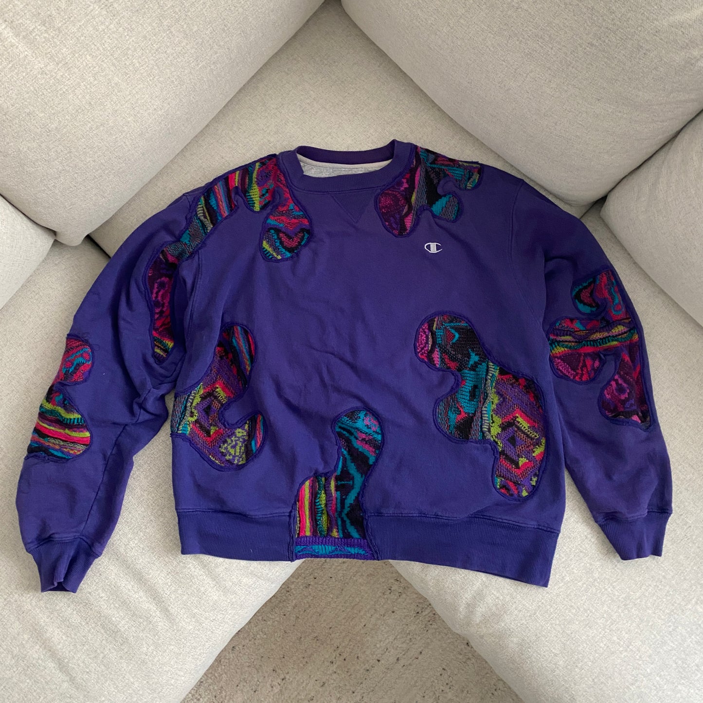 SPVNS STUDIOS: reworked vintage Champion x Carlo Colucci Style knit purple sweater