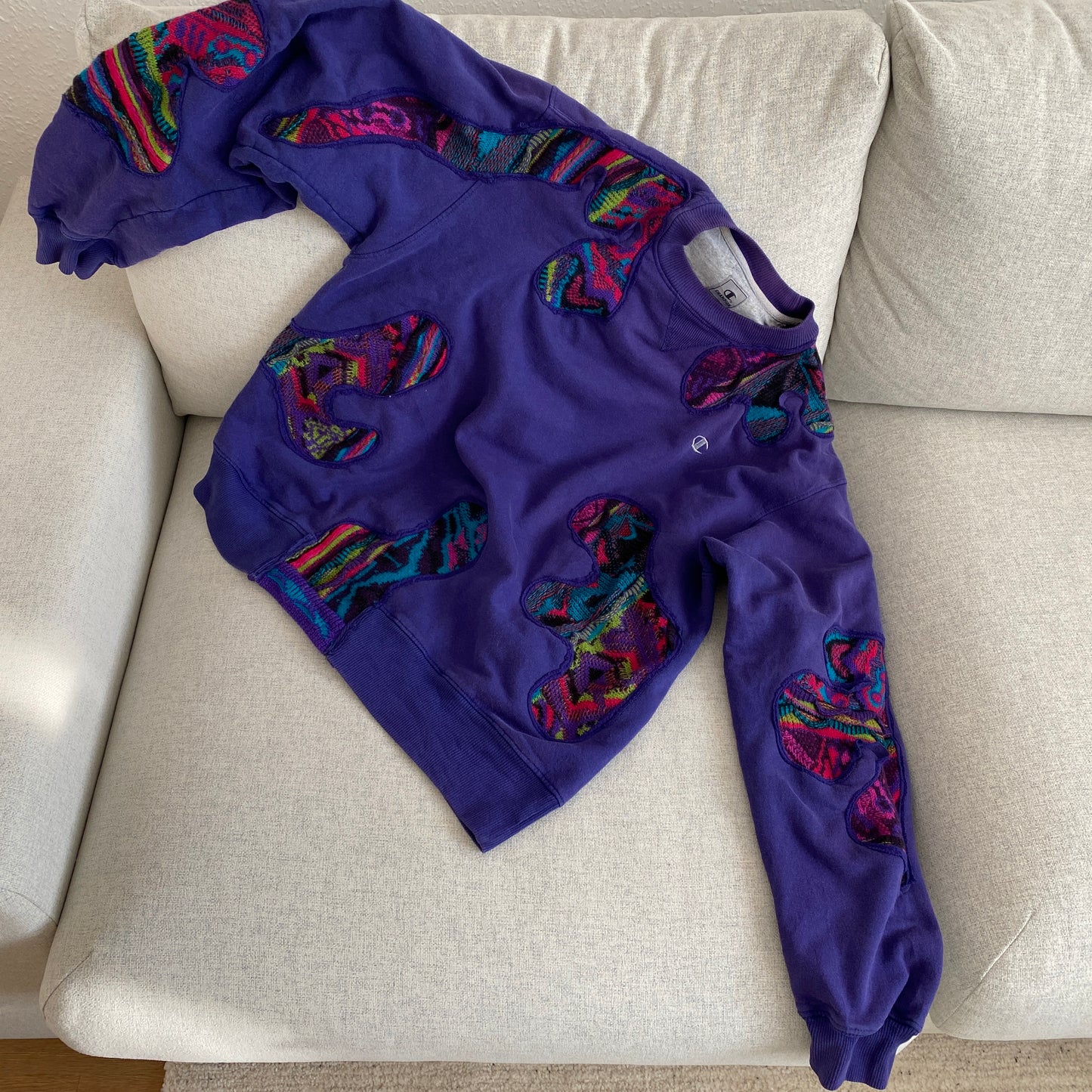 SPVNS STUDIOS: reworked vintage Champion x Carlo Colucci Style knit purple sweater