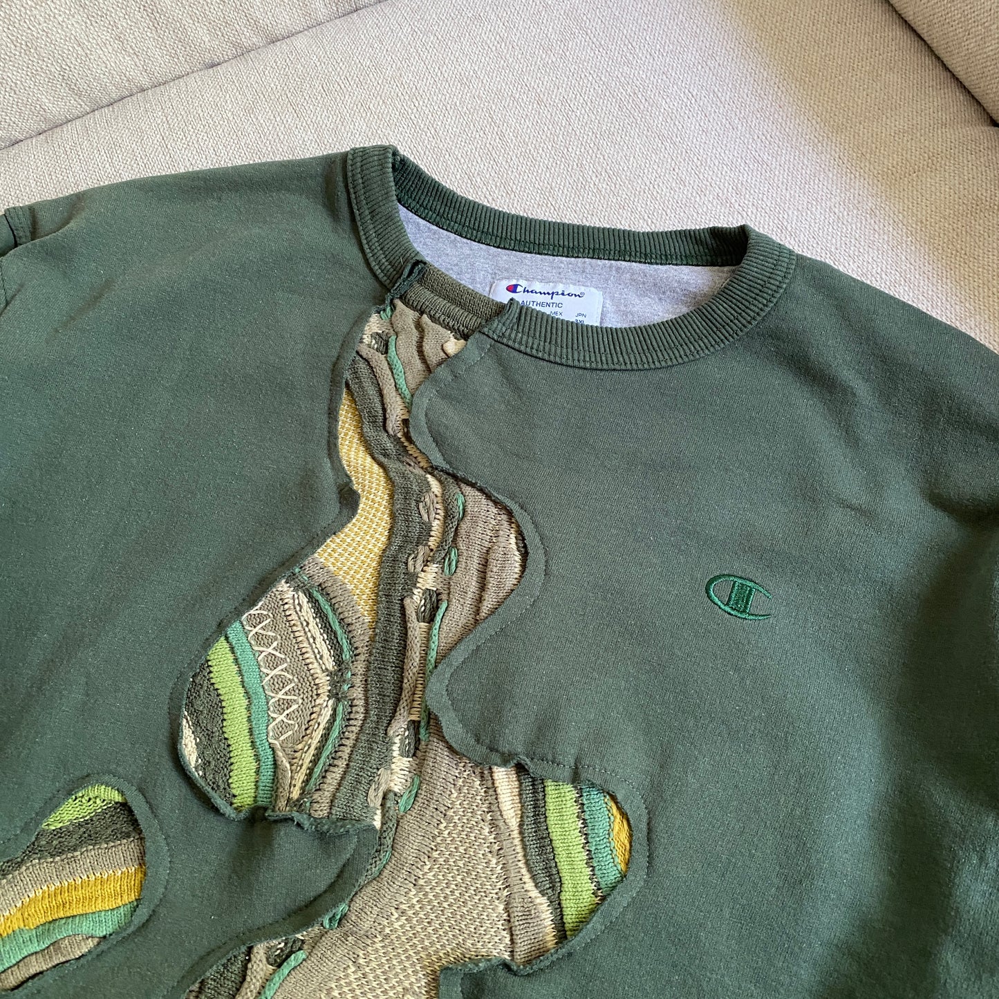 SPVNS STUDIOS: Champion x Coogi Style knit reworked sweater (L-XL)