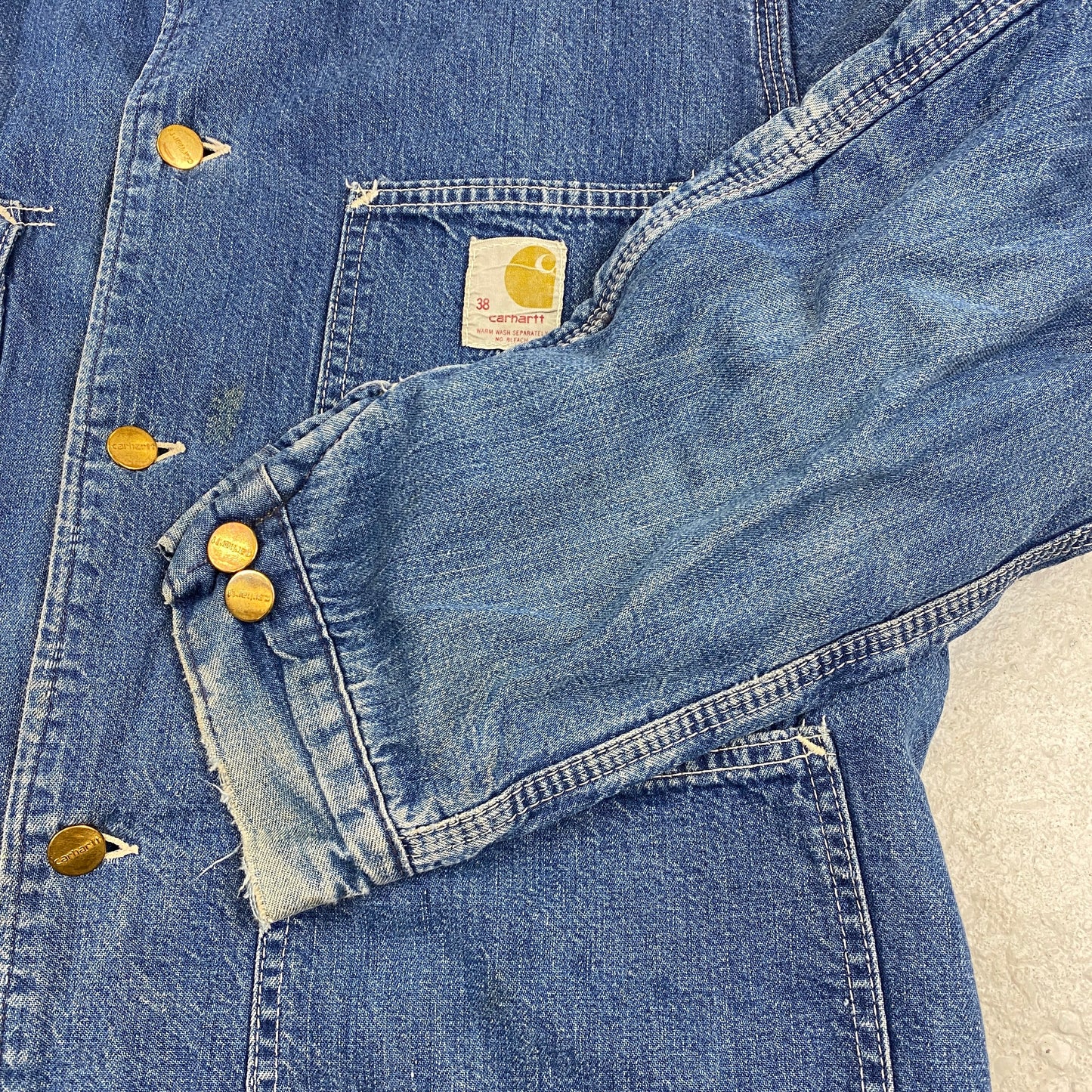 Carhartt distressed denim detroit jacket (M-L)