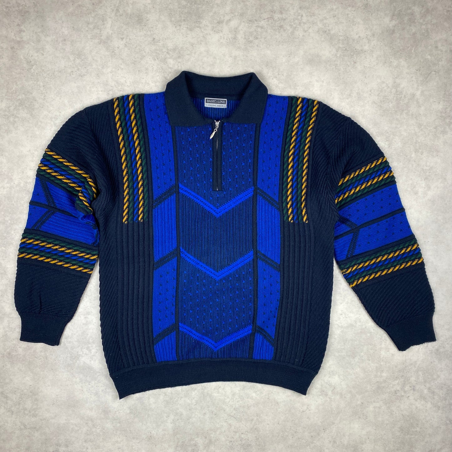 VTG knit 1/4 zip heavyweight sweater (L)