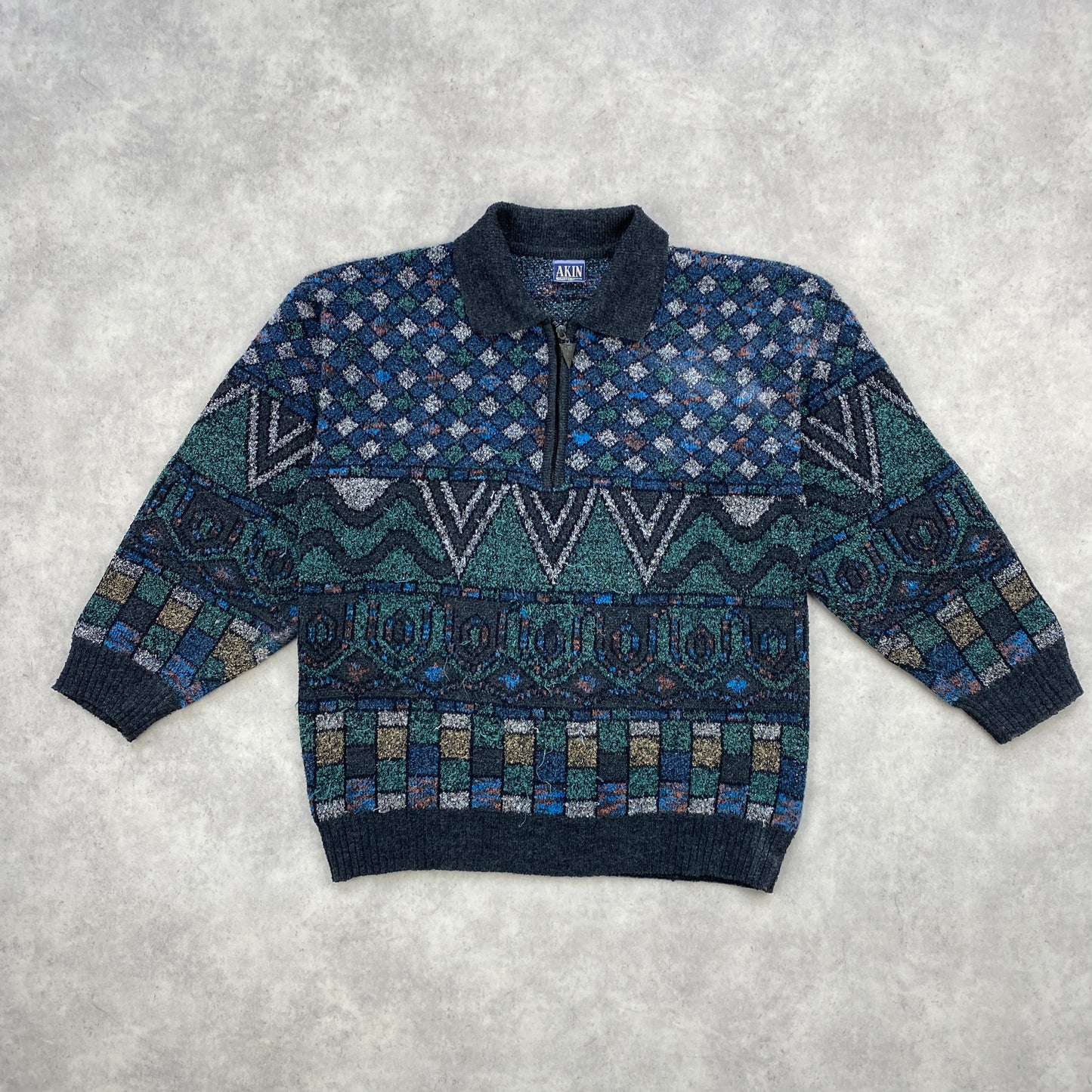 Vintage RARE knit 1/4 zip sweater (M-L)