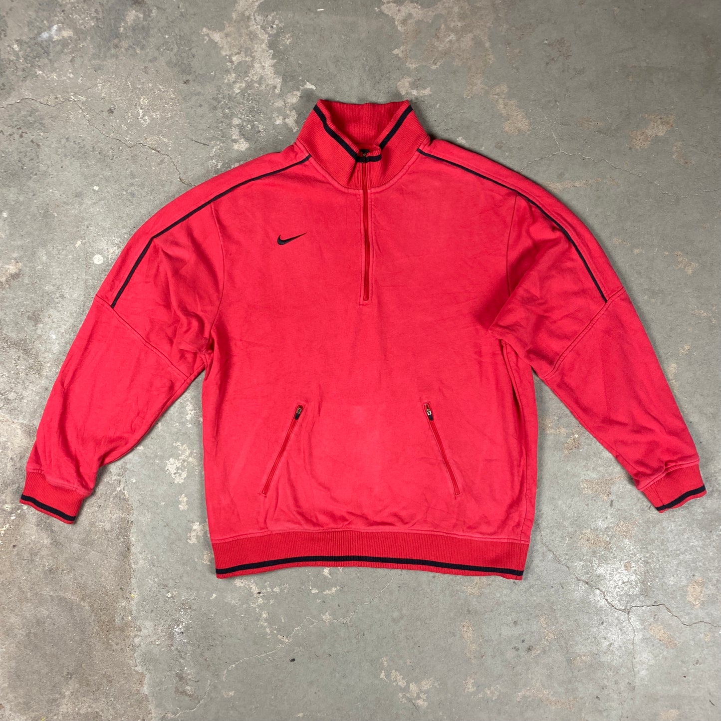 Nike embroidered black swoosh 1/4 zip sweater (XL)