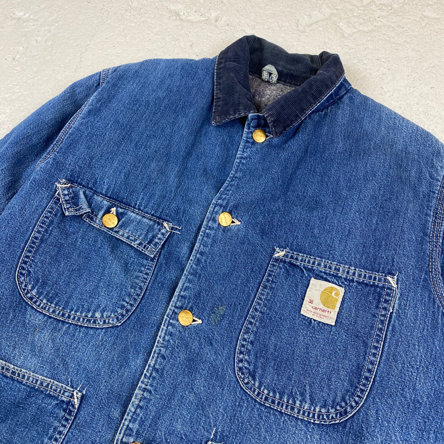 Carhartt distressed denim detroit jacket (M-L)