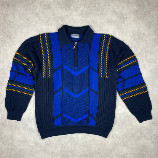 VTG knit 1/4 zip heavyweight sweater (L)